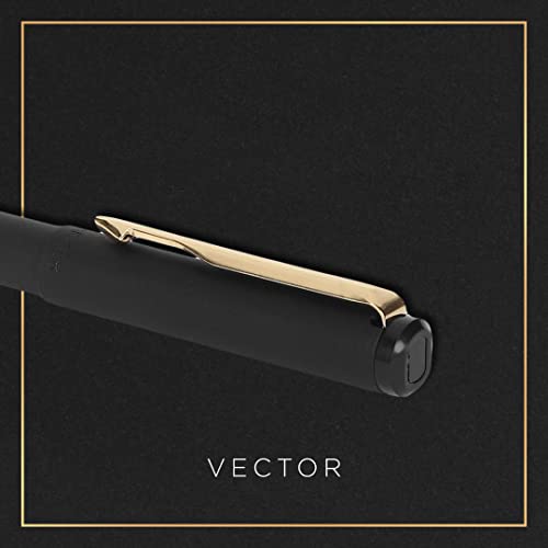 Parker Vector Matte Black Ball Pen With Card Holder - Blue Ink, Pack Of 1