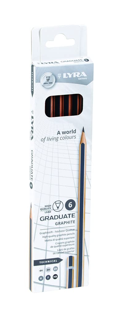 Lyra Graduate Graphite Pencil Set for Technical Drawing (Pack of 6)