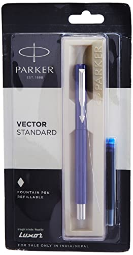 Parker Fn Vector Fountain Pen & 1 Ink Ctdg Bl