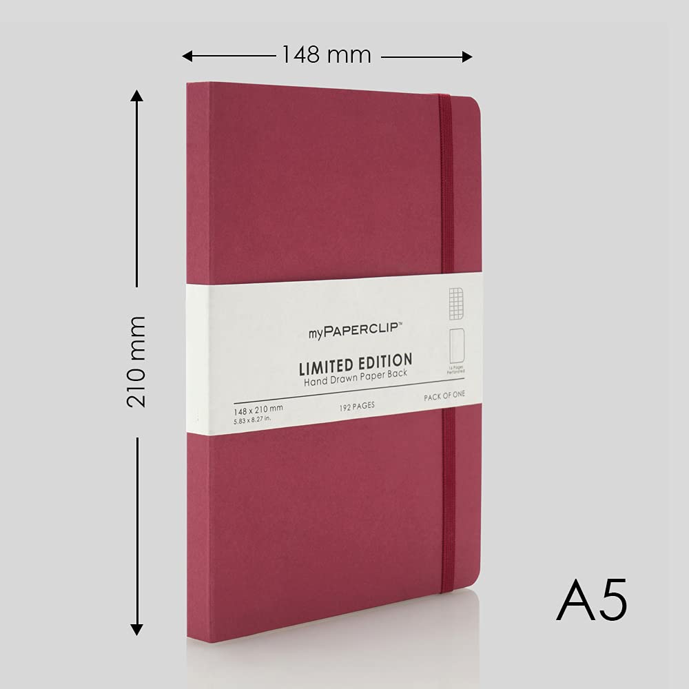 Mypaperclip Limited Edition Notebook, A5 (148 X 210 Mm, 5 .83 X 8.27 In.) Checks Lep192A5-C - Raspberry