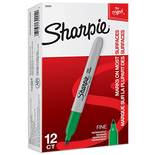 Sharpie Fine Permanent Marker, Green, 12 Markers