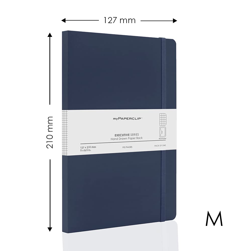 Mypaperclip Executive Series Notebook, Medium (127 X 210Mm, 5 X 8.25 In.) Checks, Esx192M-C Blue