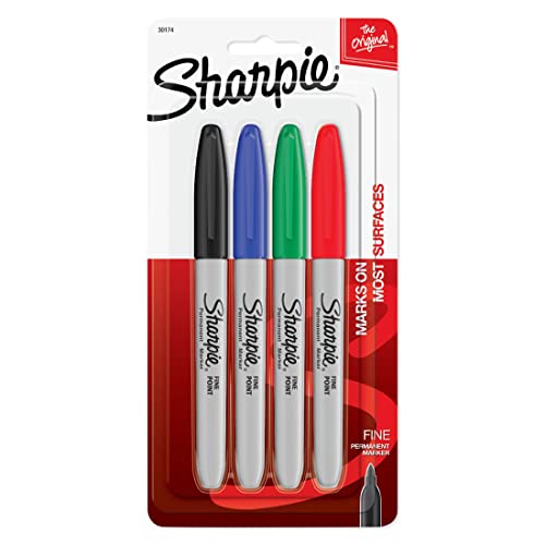 Sharpie Fine Tip Permanent Marker, Assorted, 4 Markers