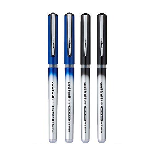 Uniball UB 215 0.5 mm Micro Roller Ball Pen Combo Set - 1 Blue Ink + 1 Black Ink