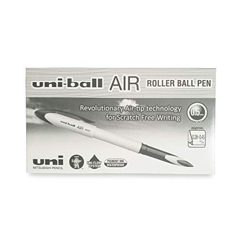 uni-ball UBA 188 ELM Air Micro Roller Ball Pen (0.5mm, Pink Body, Black Ink, Pack of 12)