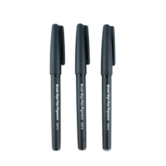 Pente SESP15 Brush Sign Pen - Black, Grey & Sepia Ink, Pack of 3