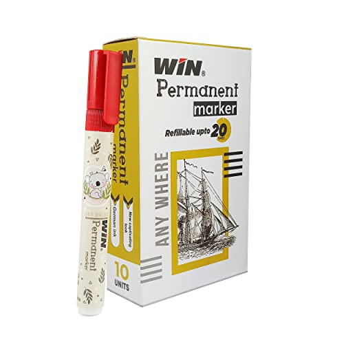 WIN Permanent Marker | 10Pcs Red Ink