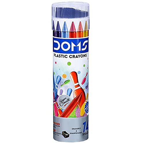 Doms 12Pcs Plastic Crayons With One Sharpener Free