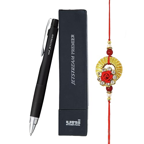 Uniball Jetstream Roller Ball Pen, Rakhi & Roli Gift Set | Black | Premium Pen for Gifting | Ideal Rakhi Gift For Brother & Sister | Linc Pens Rakshabandhan Gifts | Rakhi Pen Gift Set