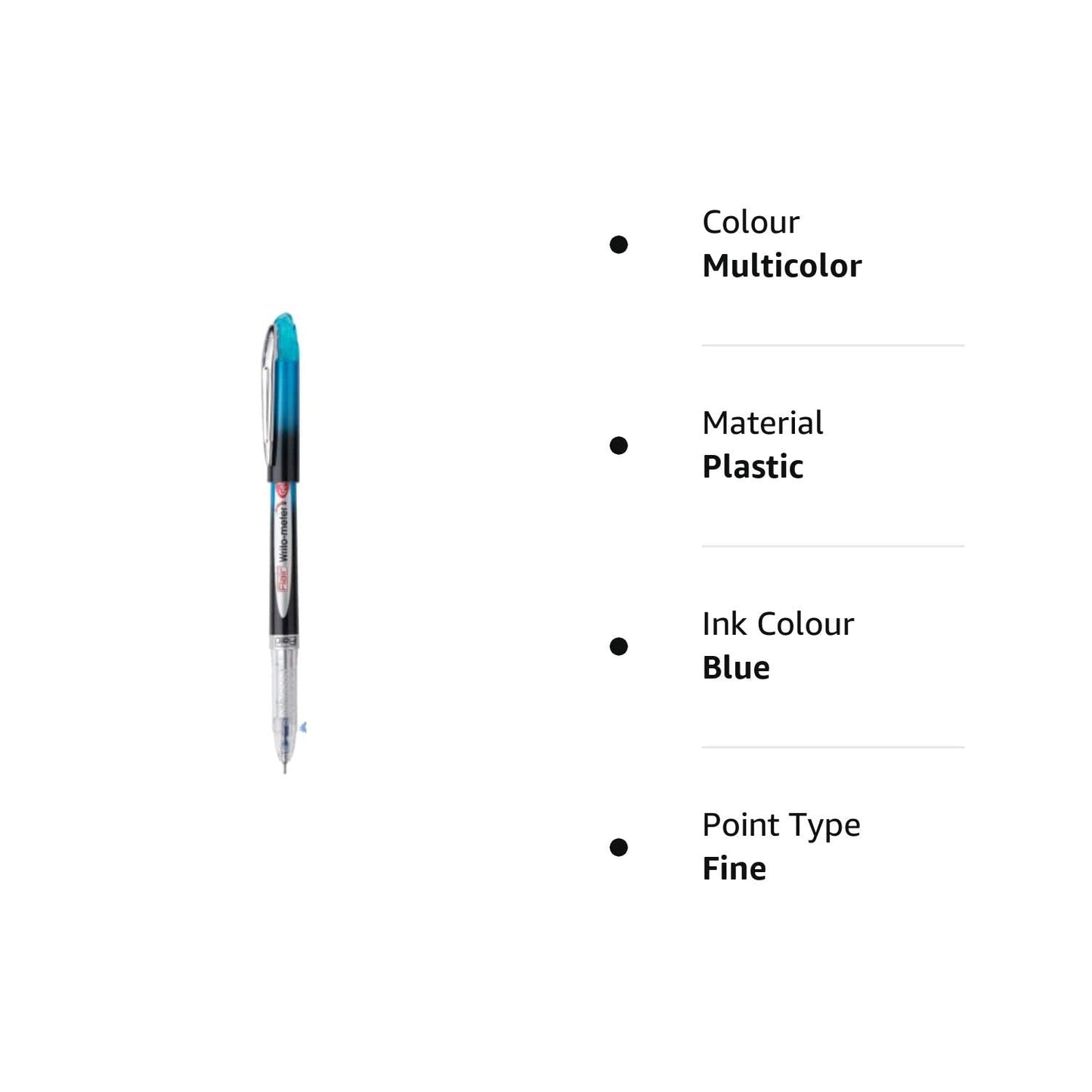 FLAIR Writometer Gel Pen Box Pack | Stainless Steel Tip | Our Longest Writing Pens | Writes Upto 1,200 Meters | Ensures Smoothness & Durability | Blue Ink, Pack of 1