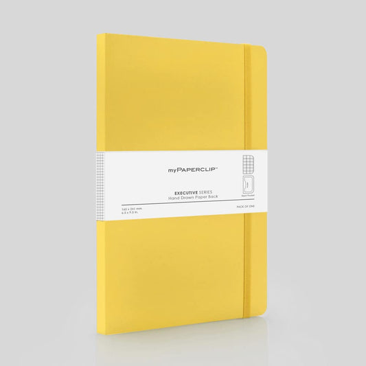 Mypaperclip Executive Series Notebook, Large (165 X 241 Mm, 6.5 X 9.5 In.) Checks, Esx192L-C Yellow