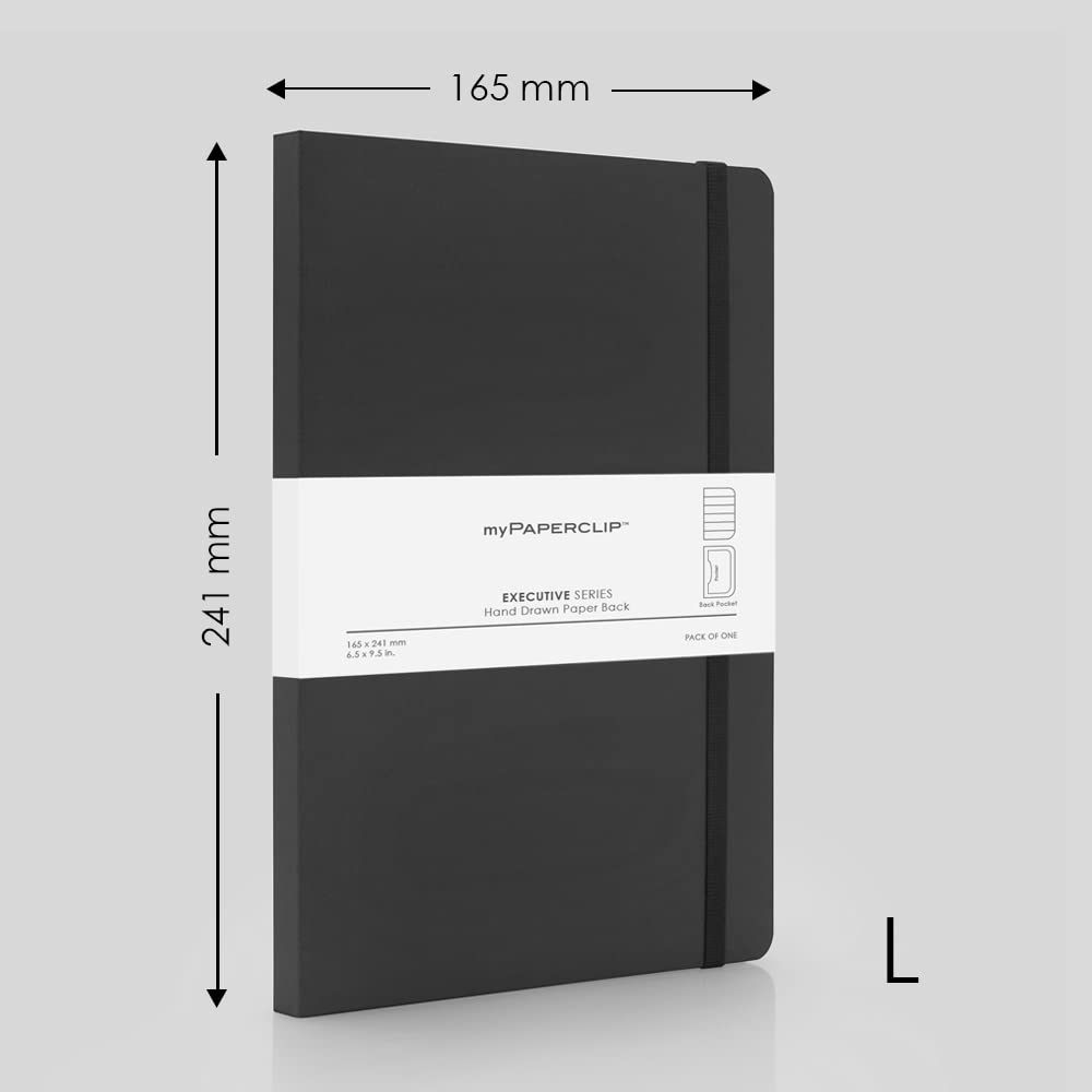 Mypaperclip Executive Series Notebook, Large (165 X 241 Mm, 6.5 X 9.5 In.) Ruled, Esx192L-R Black