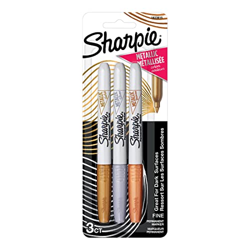 Sharpie Fine Tip Permanent Marker, Metallic, Assorted, 3 Markers