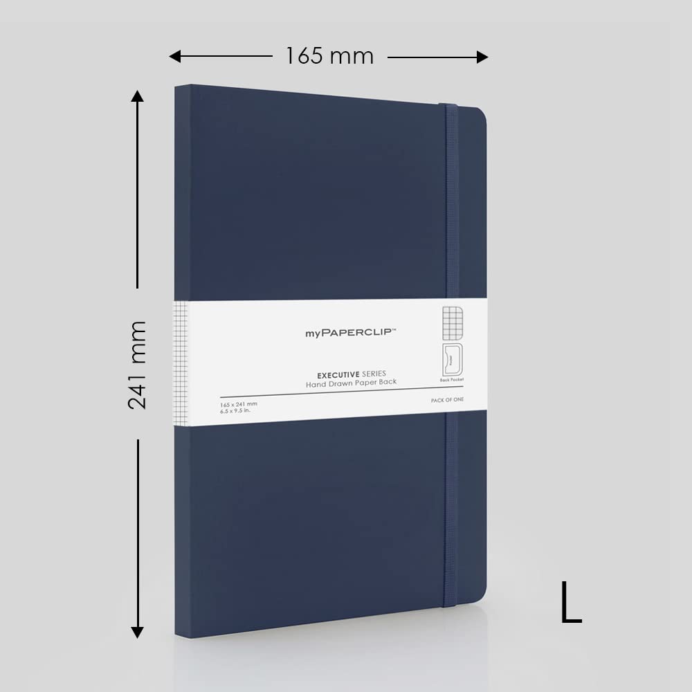 Mypaperclip Executive Series Notebook, Large (165 X 241 Mm, 6.5 X 9.5 In.) Checks, Esx192L-C Blue
