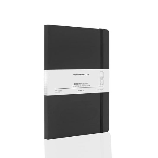 Mypaperclip Executive Series Notebook, A5 (148 X 210Mm, 5.83 X 8.27 In.) Checks, Esx192A5-C Black