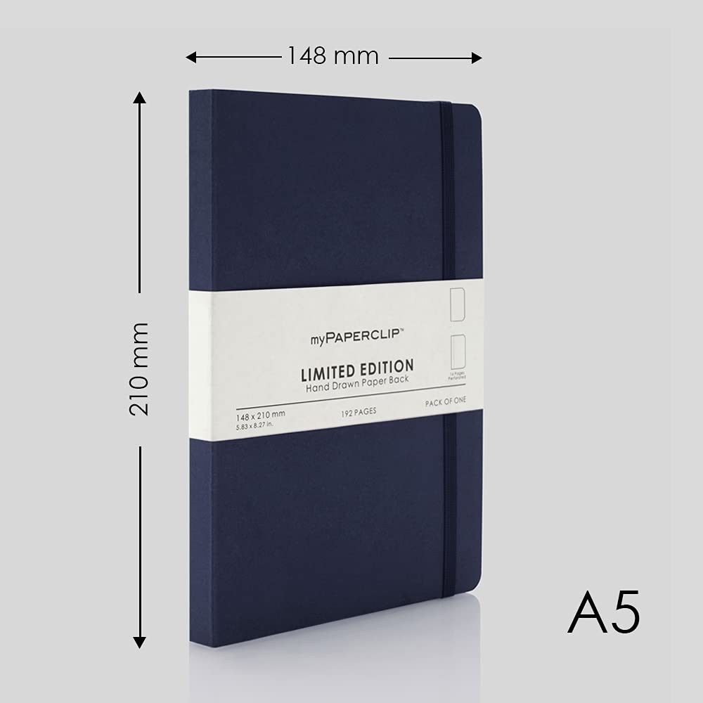 Mypaperclip Limited Edition Notebook, A5 (148 X 210 Mm, 5 .83 X 8.27 In.) Plain Lep192A5-P - Blueberry