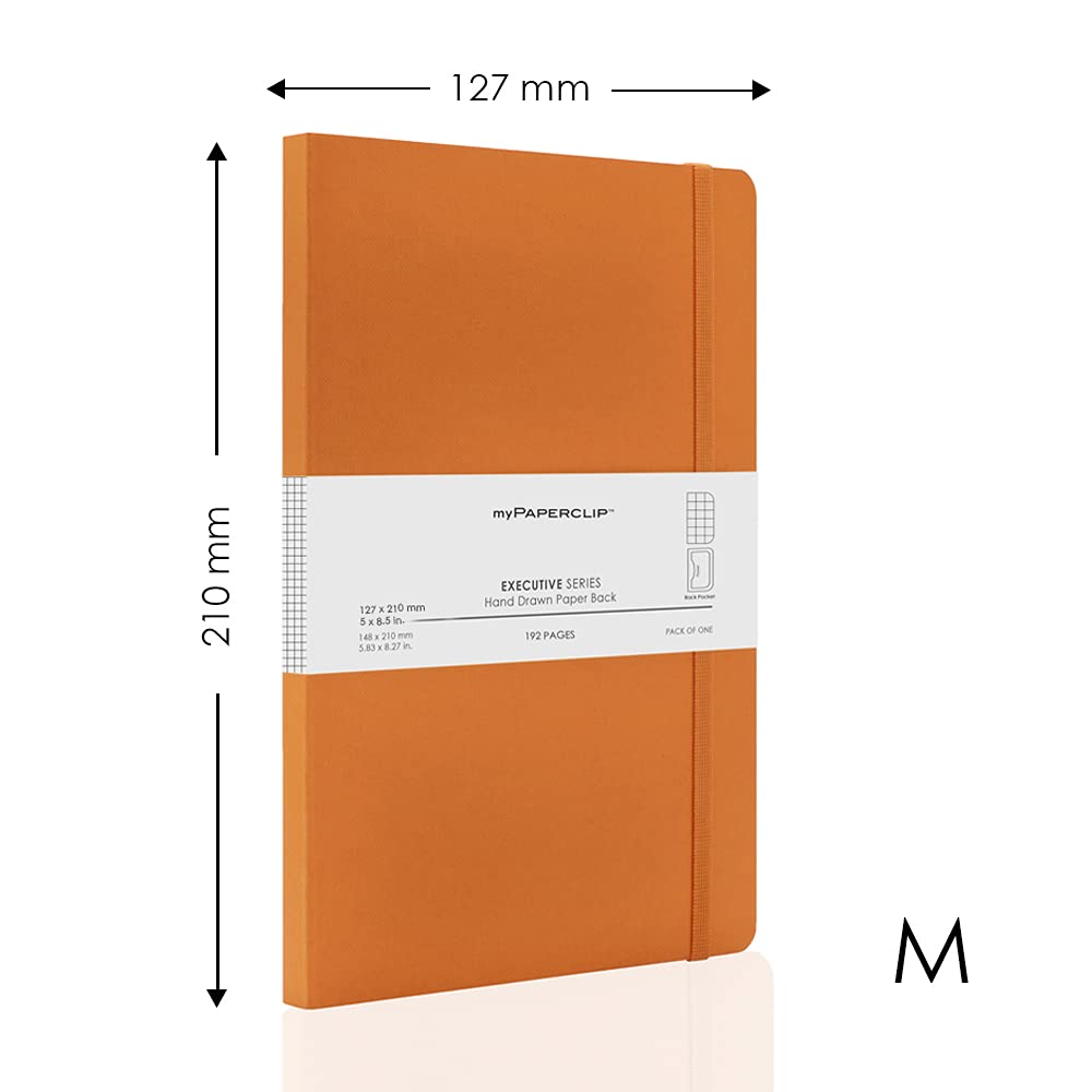 Mypaperclip Executive Series Notebook, Medium (127 X 210Mm, 5 X 8.25 In.) Checks, Esx192M-C Orange