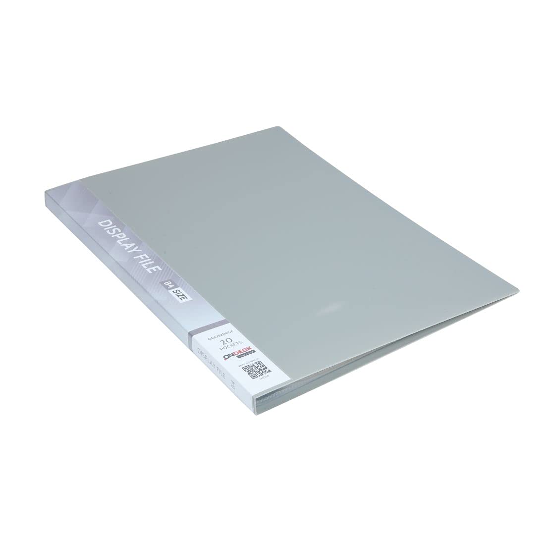 Ondesk Essentials B4 Presentation Display Book Plastic File 20 Pockets (Grey, Pack of 2)