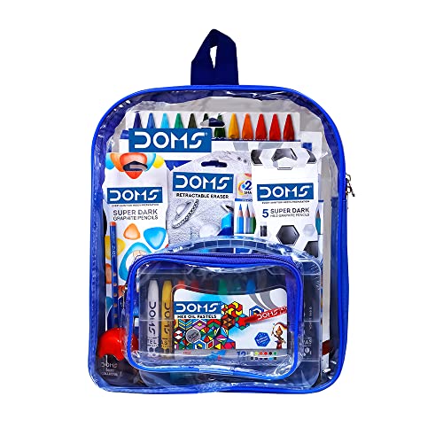 Doms Smart Kit | Comes with Transparent Zipper Bag | Perfect Value Pack | Kit for School Essentials | Gifting Range for Kids | Combination of 12 Stationery Items