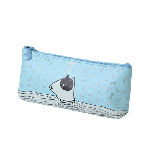 Ondesk Essentials Blue Bone Animal Print Pencil Pouch | Large Pencil Pen Case with Zipper Closure | Student School Supplies | Office Stationery Pen Storage Bag | Blue, Pack Of 1