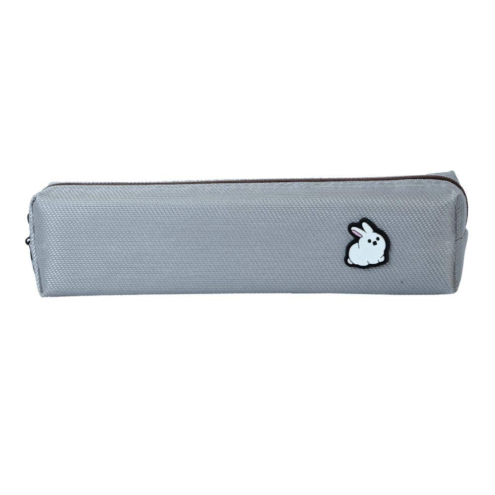 Ondesk Essentials Grey & Brown Cloth Pencil Pouch | Large Pencil Pen Case with Zipper Closure | Student School Supplies | Office Stationery Pen Storage Bag | Grey & Brown, Pack Of 1