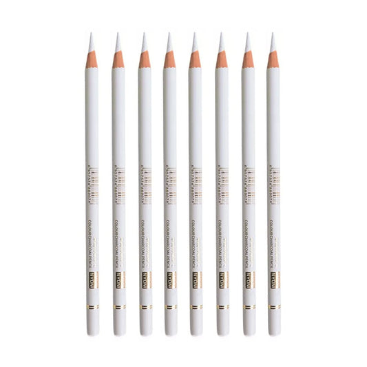 Ondesk Artics Artists' Fine Art White Charcoal Drawing Medium Pencil | Perfect For Artists', Professionals & Students | Ideal For Drawing, Sketching & Shading | White, Pack of 8