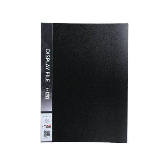Ondesk Essentials B4 Presentation Display Book Plastic File 20 Pockets (Black, Pack of 2)