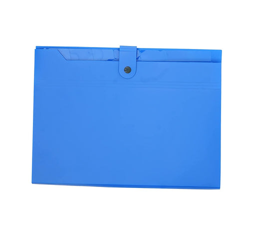 Ondesk Essentials 8 Pockets Expanding File | Durable Plastic Document File Storage Bag With Snap Button | File for A4 Size Documents | Blue, Pack of 1