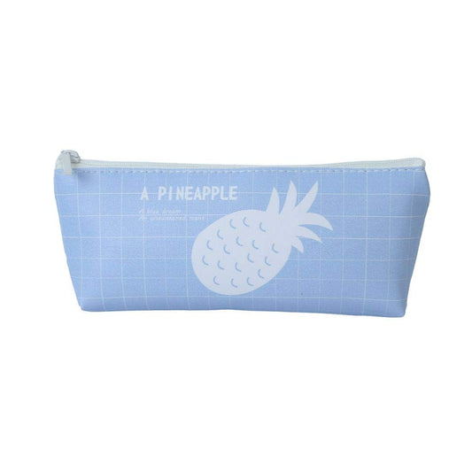 Ondesk Essentials Blue Pineapple Pencil Pouch | Large Pencil Pen Case with Zipper Closure | Student School Supplies | Office Stationery Pen Storage Bag | Blue, Pack Of 1