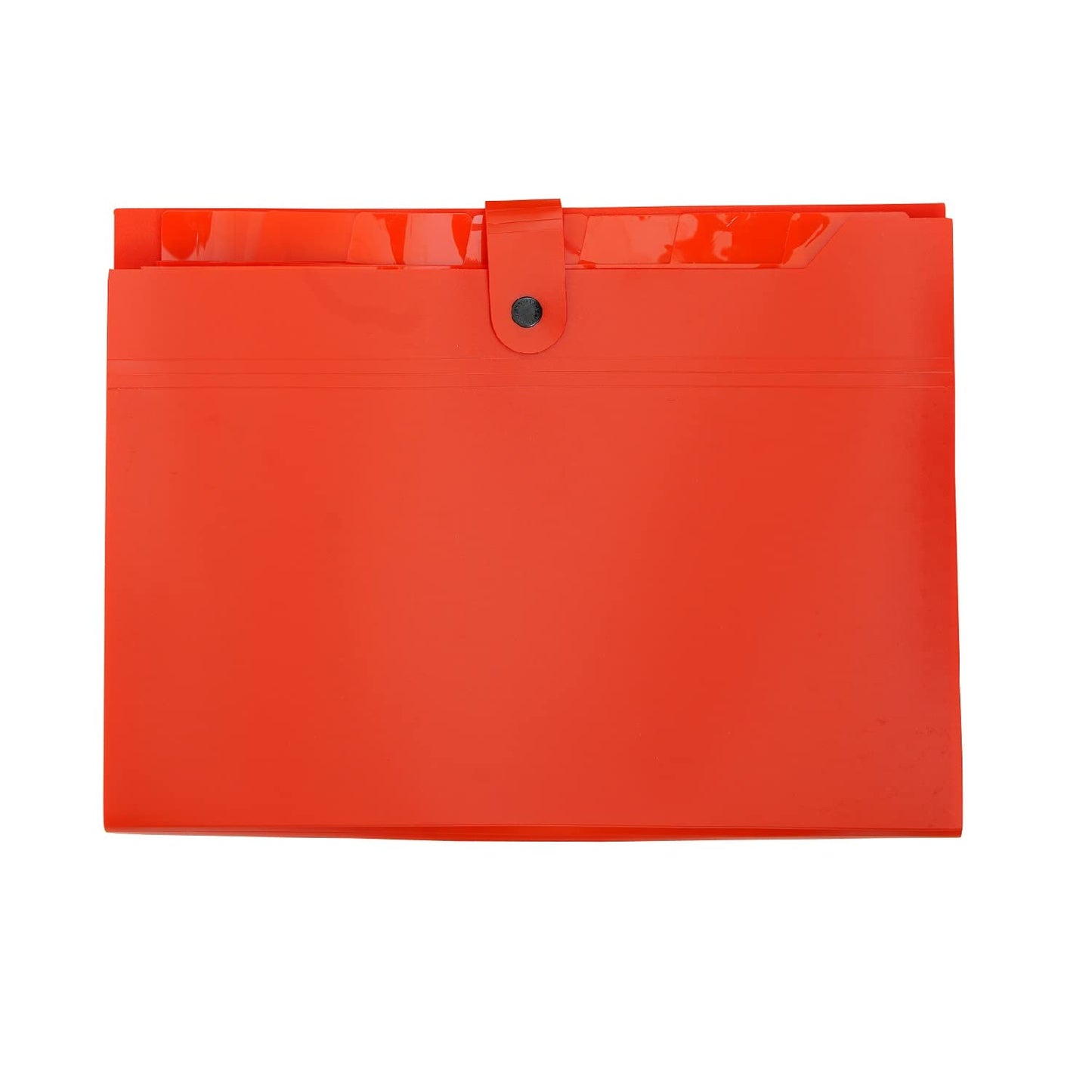 Ondesk Essentials 8 Pockets Expanding File | Durable Plastic Document File Storage Bag With Snap Button | File for A4 Size Documents | Red, Pack of 1