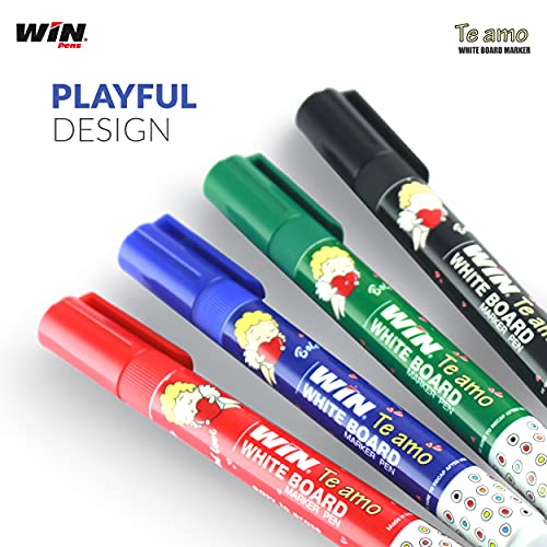 WIN Te Amo White Board Markers 4Pcs (1 Blue, 1 Black, 1 Red, 1 Green)
