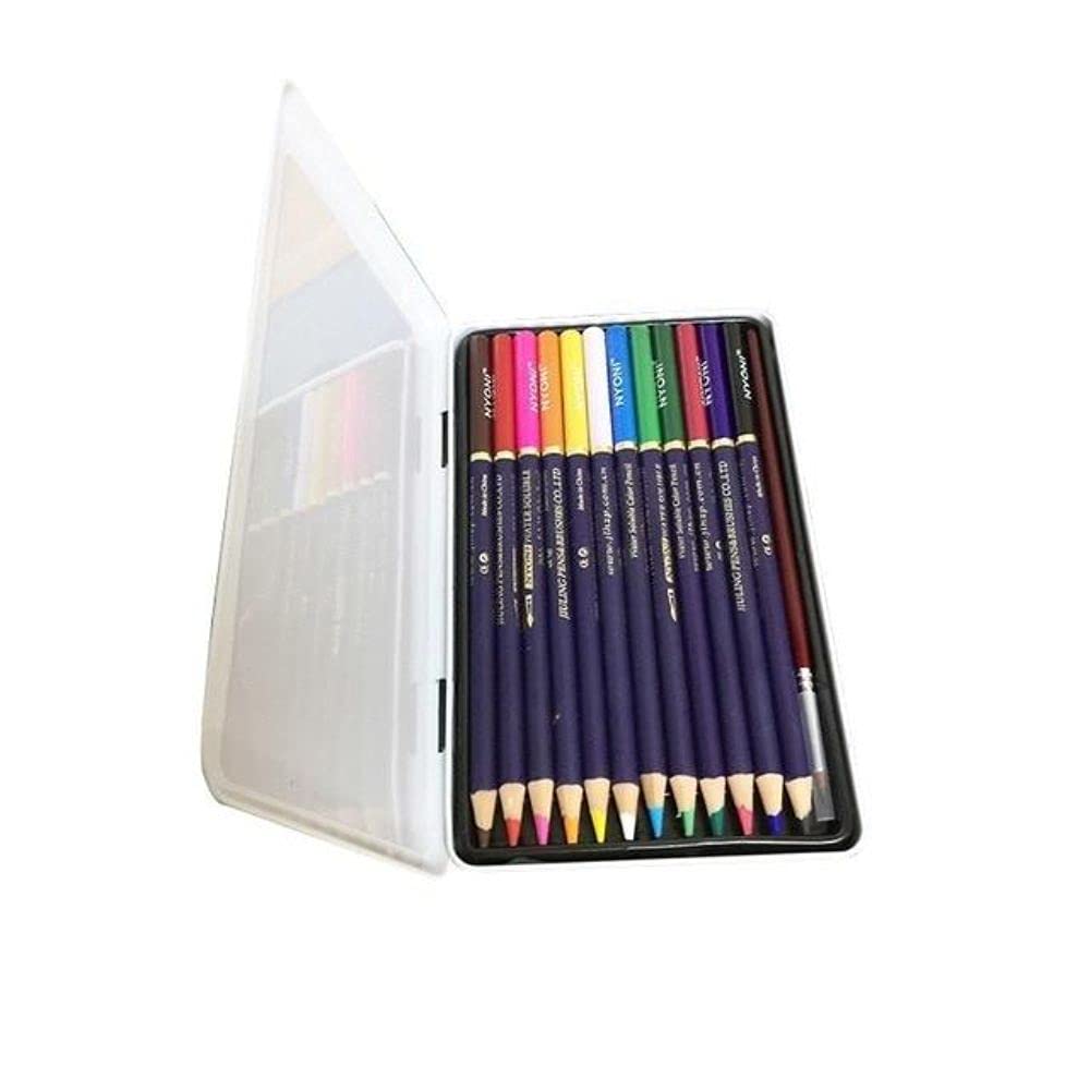 Ondesk Artics Artists' Fine Art Watercolour Pencil Set Tin Box Of 12 Assorted Shades | Perfect For Artists', Professionals & Students| Ideal For Sketching, Painting, Drawing, & Shading | Multicolour