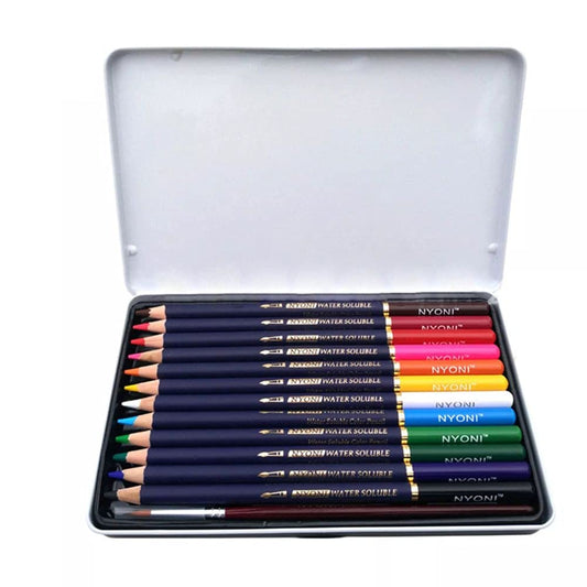 Ondesk Artics Artists' Fine Art Watercolour Pencil Set Tin Box Of 12 Assorted Shades | Perfect For Artists', Professionals & Students| Ideal For Sketching, Painting, Drawing, & Shading | Multicolor