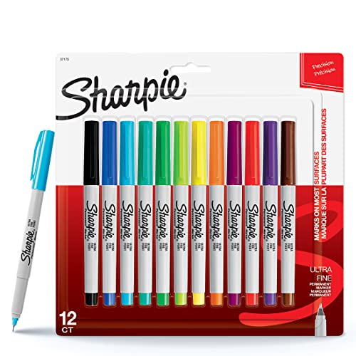 Sharpie Ultra Fine Tip Permanent Marker, Assorted, 12 Markers