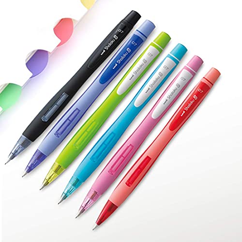 uni-ball Shalaku M7-228 0.7mm Mechanical Pencil | Unique side-click | Comfortable and Advance Grip | School and Office stationery | Black Body, Pack of 6