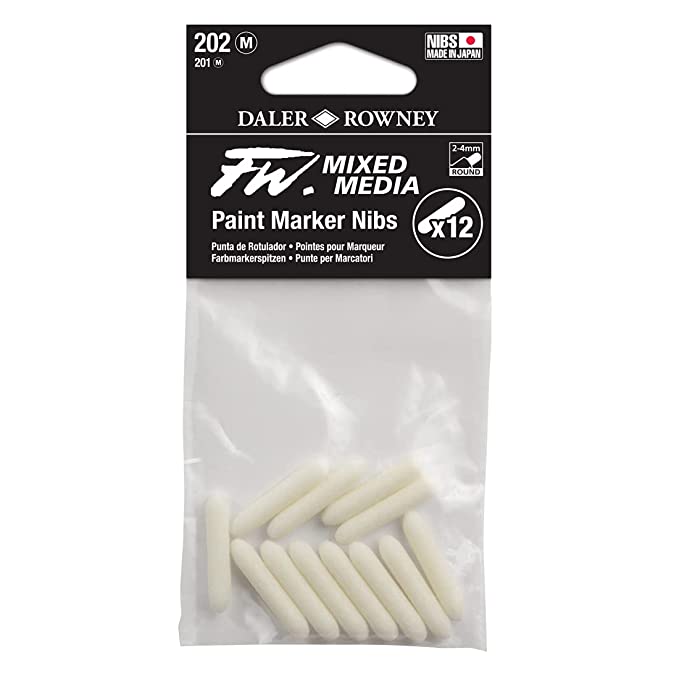 Daler-Rowney Fw 2-4mm Mixed Media Paint Marker Nibs Set (12 X Round Nibs)