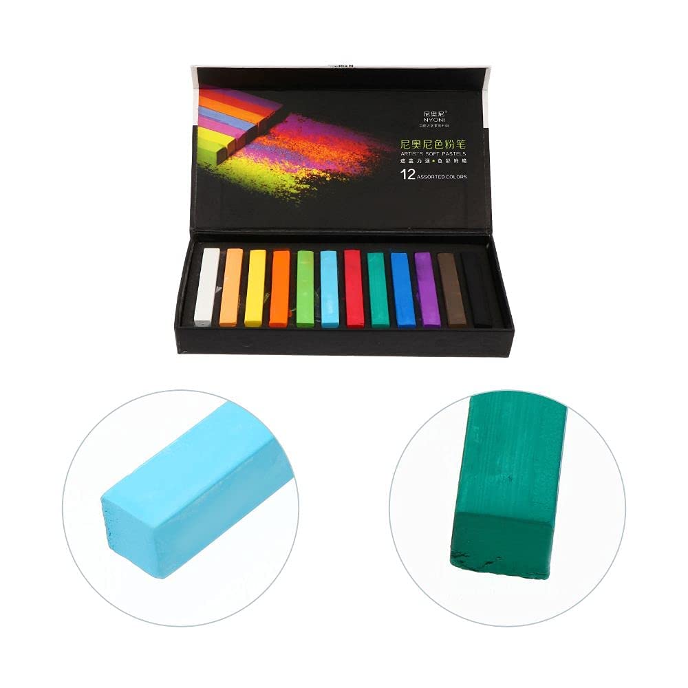 Ondesk Artics Artists' Drawing & Sketching Soft 12 Assorted Pastel Shade Of Hard Box | Perfect For Beginners, Professionals & Artists | Ideal For Sketching, Painting, Drawing, Shading & Illustrations| Multicolor, Pack of 12