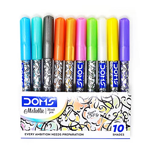 Doms Metallist Series Metallic Brush Pen -10 Assorted Shades