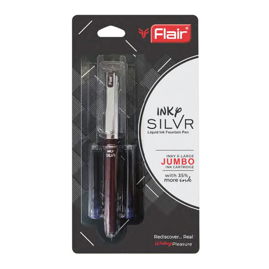 Flair Inky Series Silver Liquid Ink Fountain Pen Blister Pack