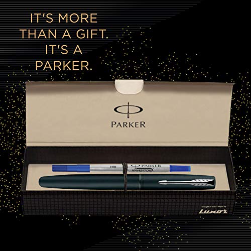 Parker Frontier Matte Black Chrome Trim Roller Ball Pen - Blue Ink, Pack Of 1
