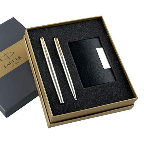 Parker Fn Galaxy Ball Pen With Gold Trim With Card Holder