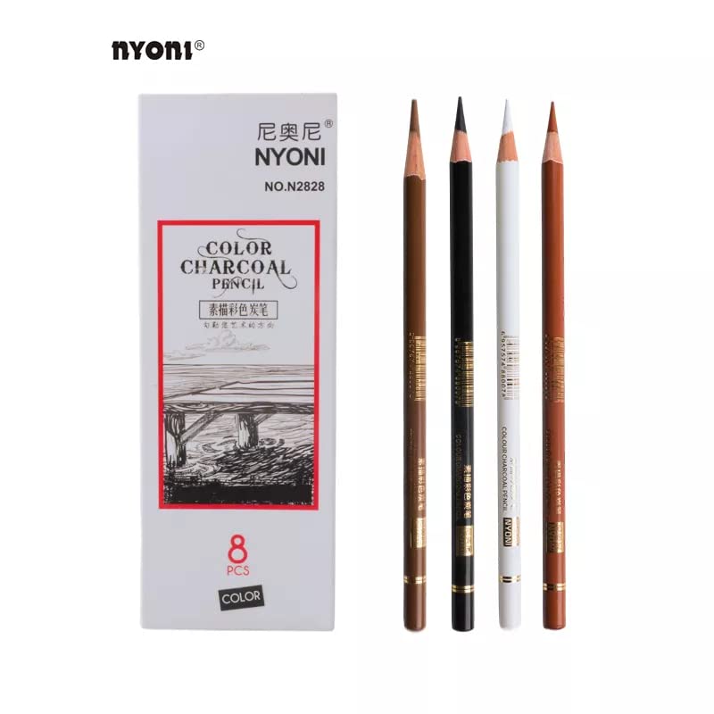 Ondesk Artics Artists' Fine Art Dark Brown Charcoal Drawing Medium Pencil | Perfect For Artists', Professionals & Students | Ideal For Drawing, Sketching & Shading | Dark Brown, Pack of 8