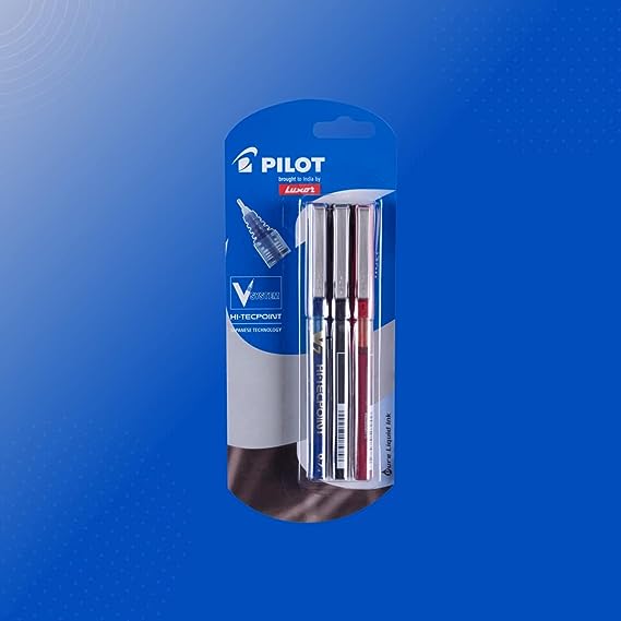 Pilot V7 Liquid Ink Roller Ball Pen (1 Blue + 1 Black + 1 Red)