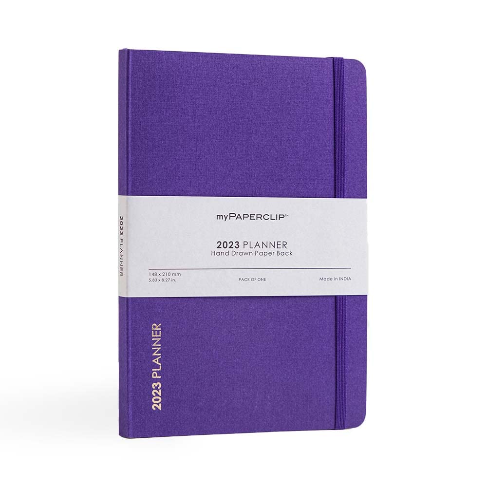 Mypaperclip 2023 Weekly Planner, Section Thread Bound, Hand Drawn Paper Back , A5 (148 X 210 Mm, 5 X 8.27 In), 2023-Weekly_Planner-D1_Amethyst