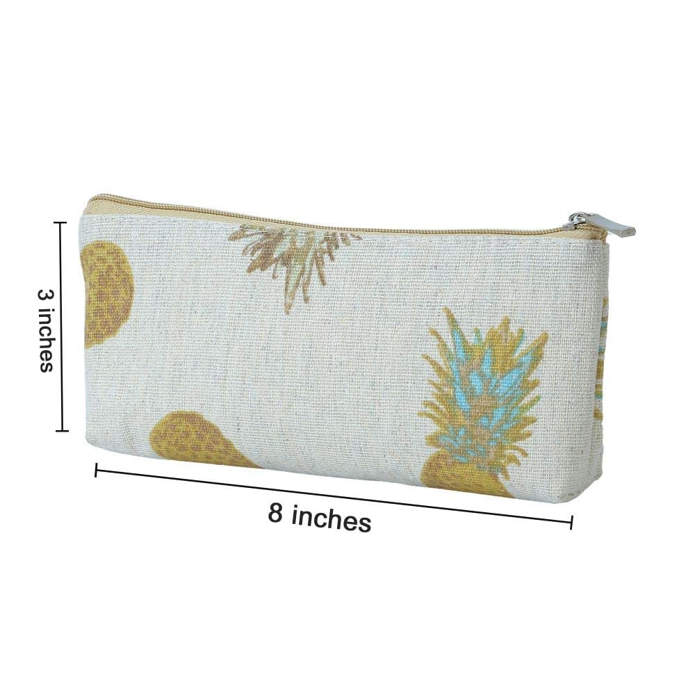 Ondesk Essentials Leaf Cream Pencil Pouch | Large Pencil Pen Case with Zipper Closure | Student School Supplies | Office Stationery Pen Storage Bag | Leaf Cream, Pack of 1