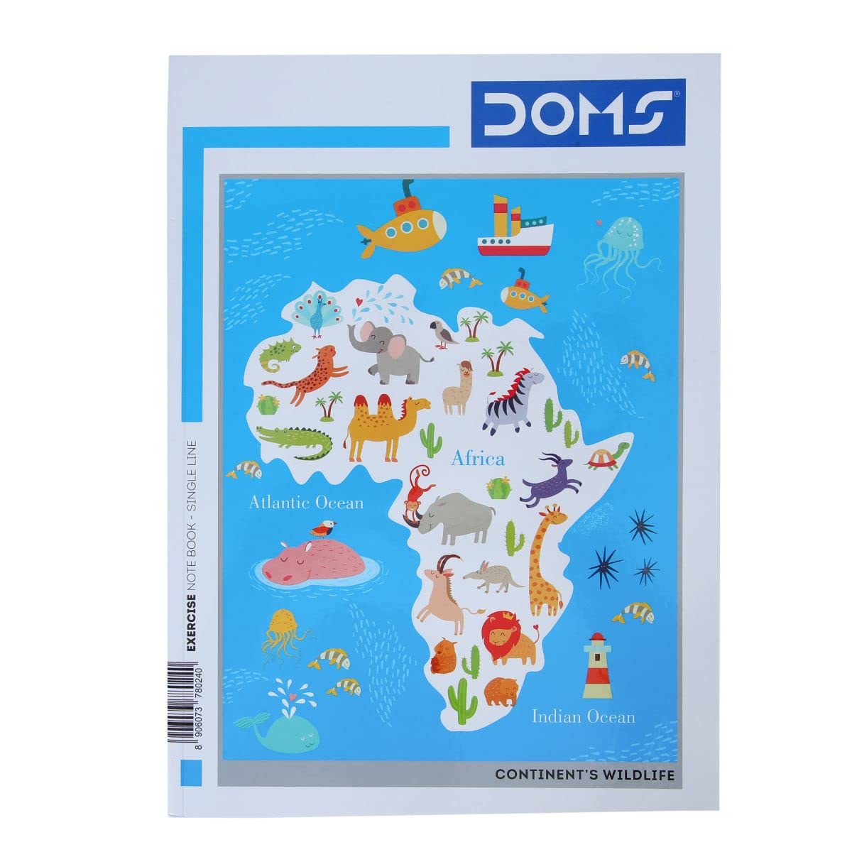 Doms Continents Wildlife Series Notebook | A4 | Single Line | 57GSM | 240 Pages | 21 x 29.4 cm | Pack of 3