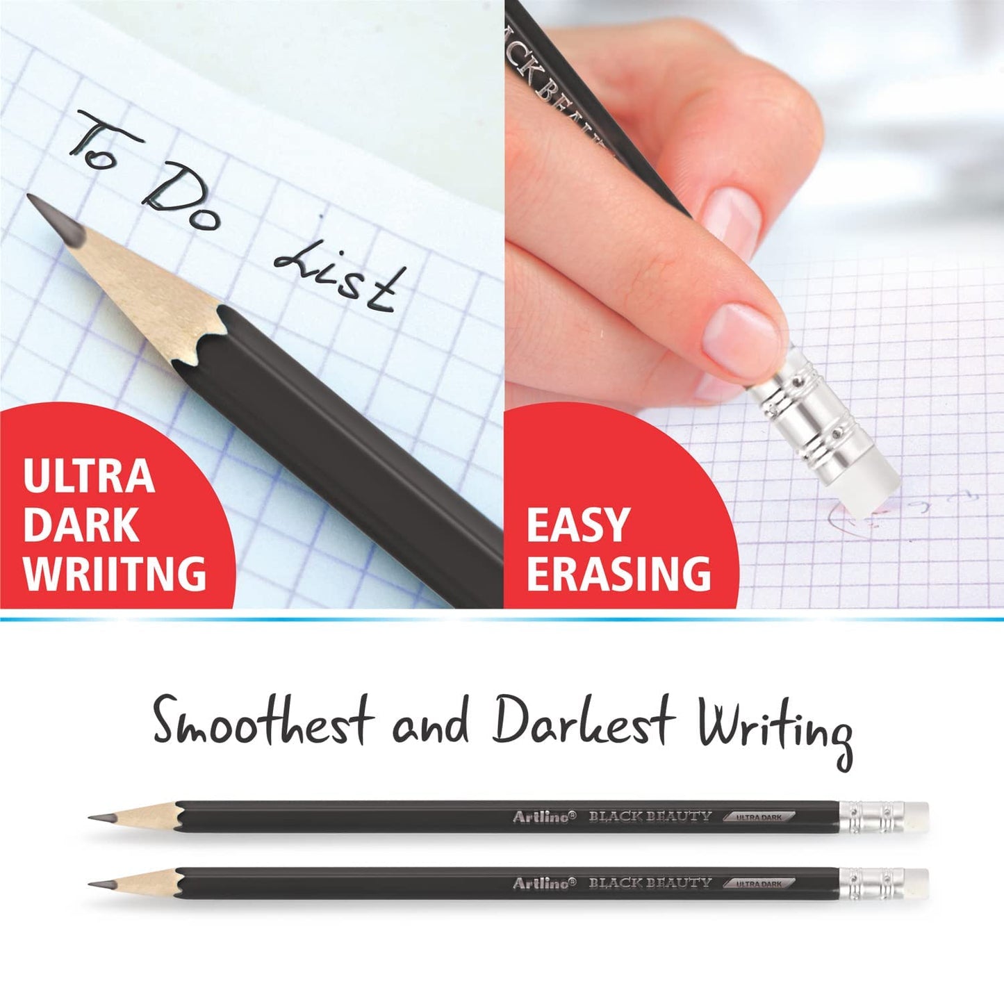 Artline Black Beauty Ultra Dark & Smooth Writing Pencil Jar Pack
