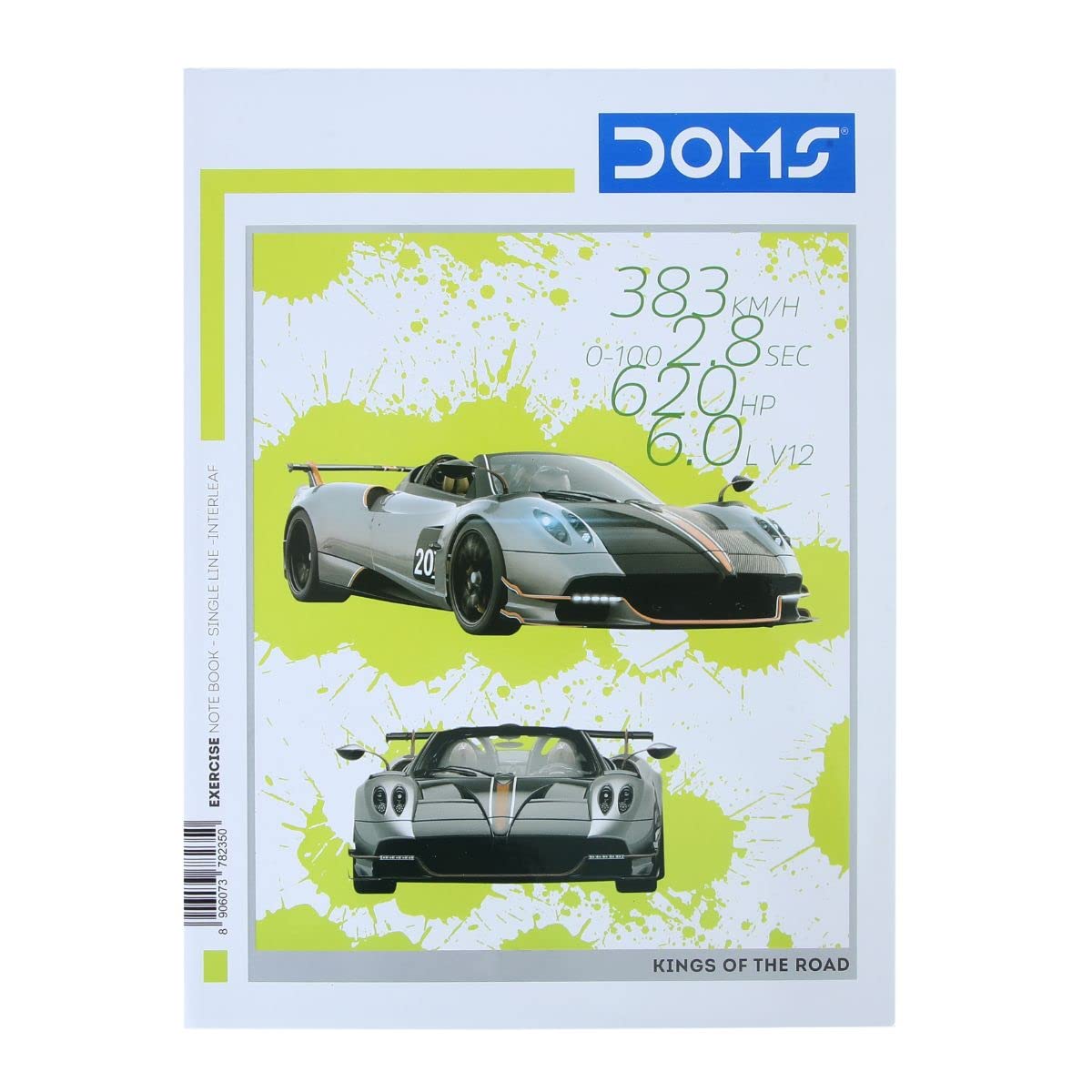 Doms Kings Of The Road Series Notebook | Single Line Interleaf | 57GSM | 172 Pages | 18 x 24 cm | Pack of 6