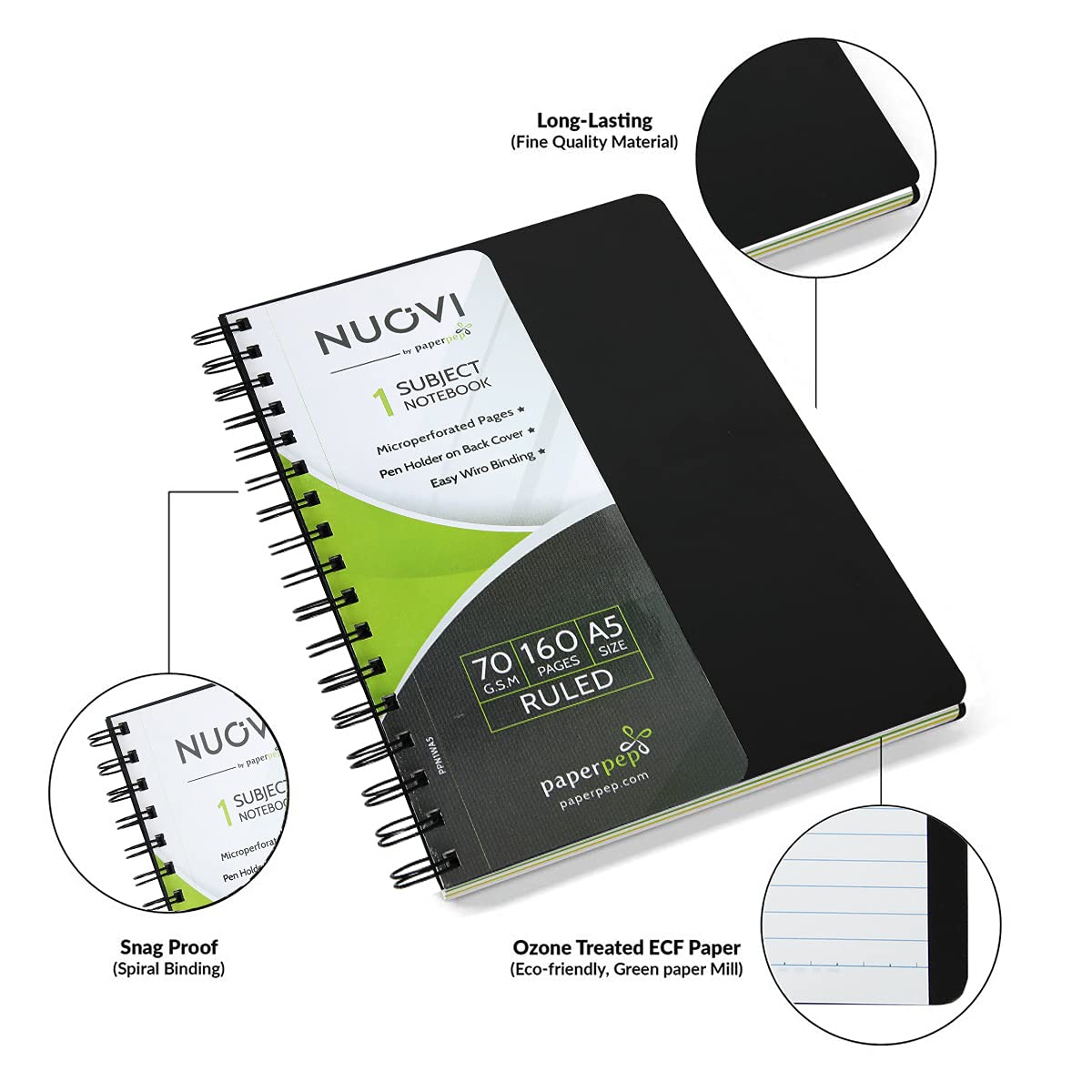 Paper Pep Nouvi 1 Subject Single Ruled 70GSM 160 Pages B5 Notebook (Pack of 2)
