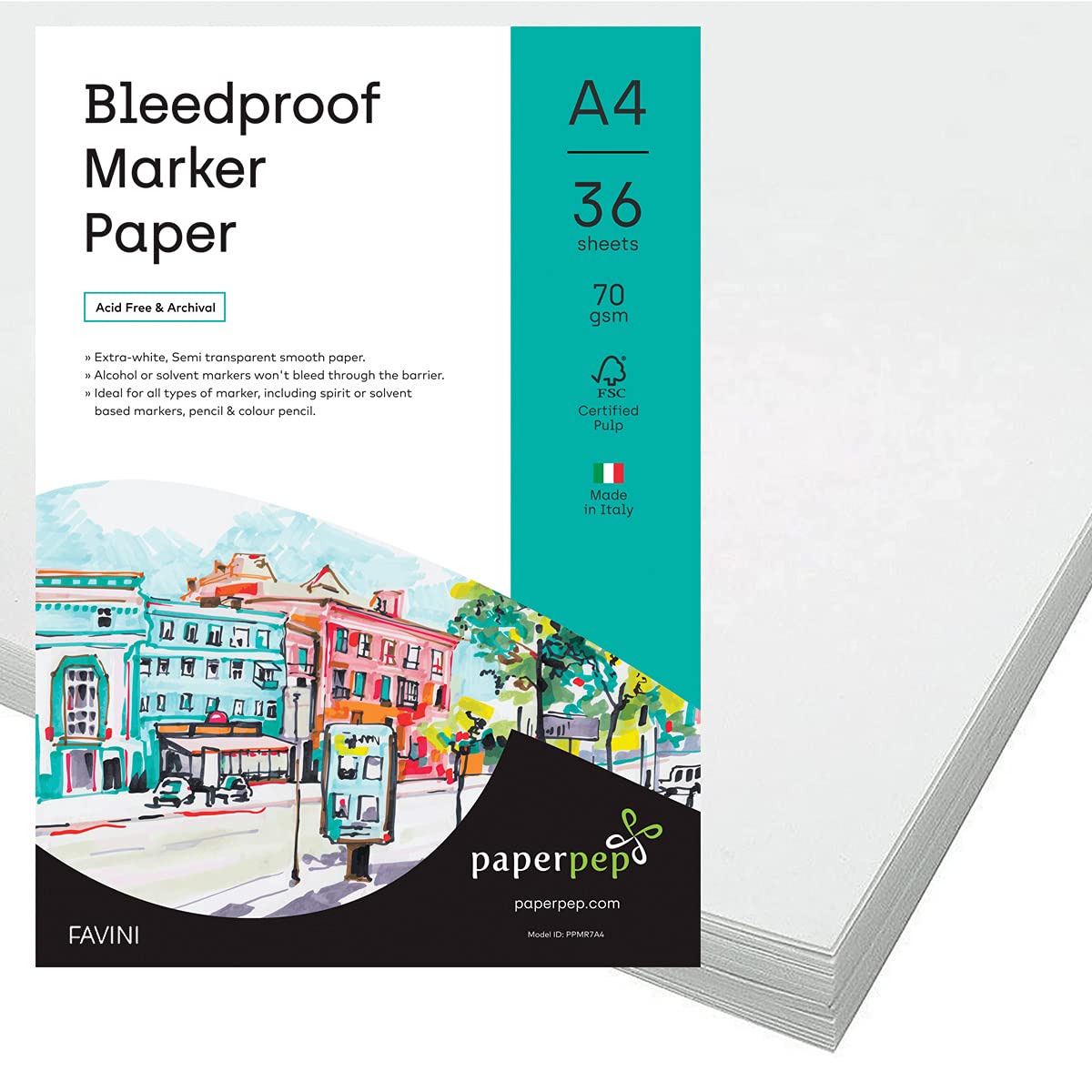 PaperPep Bleedproof Marker Paper 70GSM A4 Pack of 72 for Spirit or Solvent Based Markers, Pencil & Colour Pencil, Illustration, Design & Manga for Artists' & Amateurs